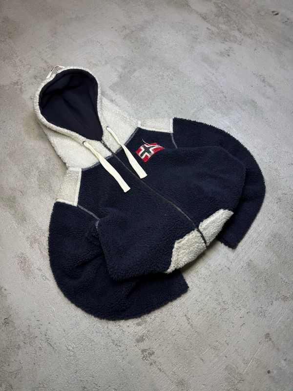Bluza University Norway Flag Fleeced Zip Hoodie Navy M