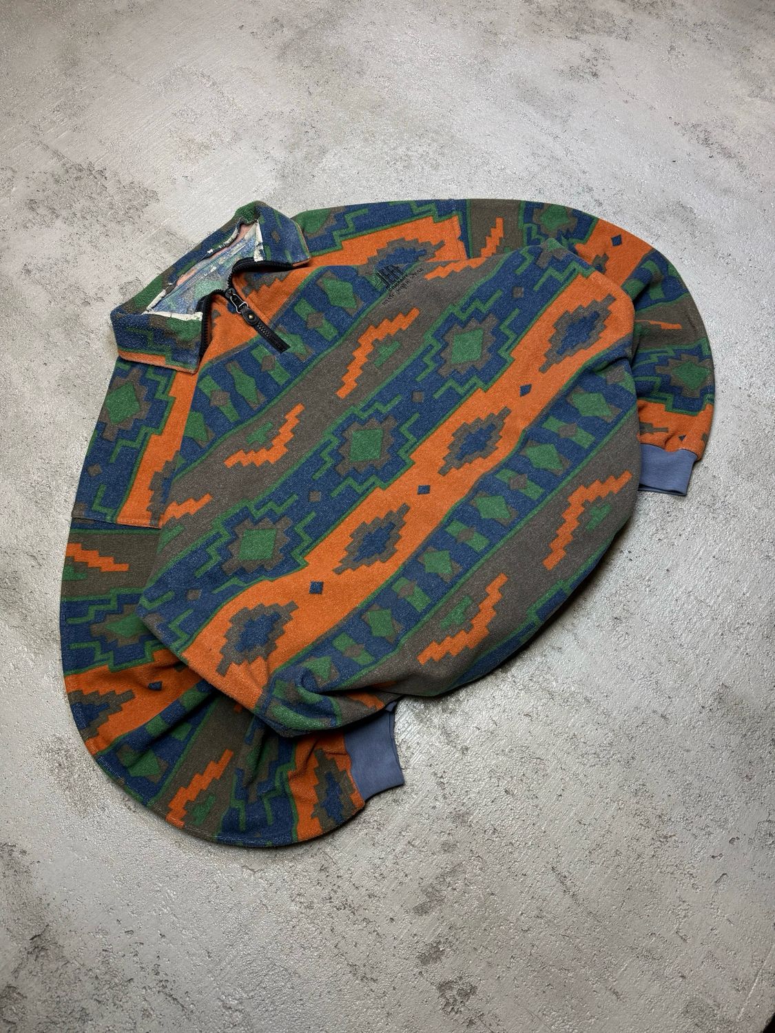 Bluza Jeff Vintage Orange Aztec Design Fleece L