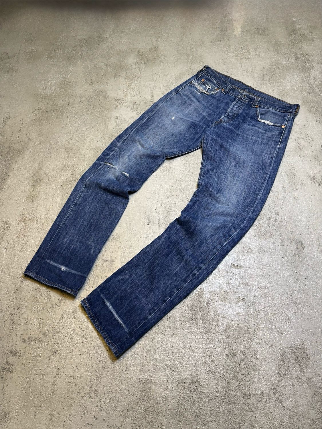 Spodnie Levis 501 32/34 Straight Leg Washed Jeans Blue