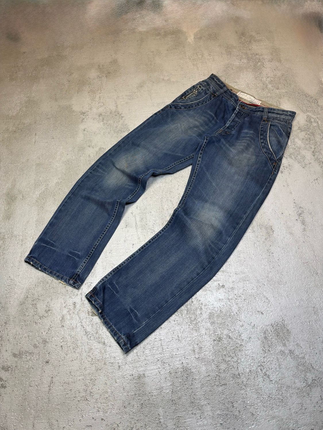 Spodnie Solid Detailed Straight Leg Jeans Blue