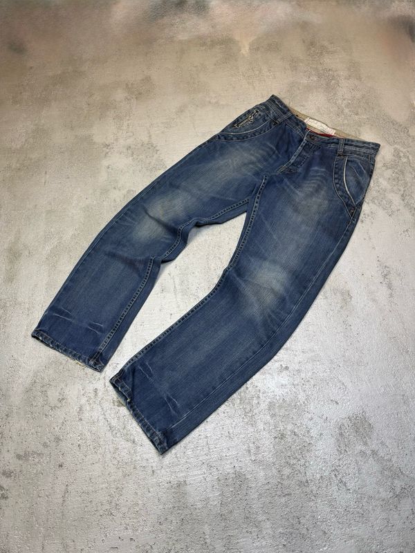 Spodnie Solid Detailed Straight Leg Jeans Blue