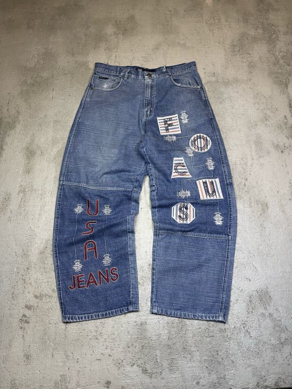 Spodnie Focus Patched Baggy Jeans Light-Blue