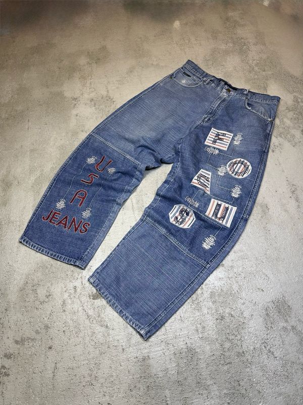 Spodnie Focus Patched Baggy Jeans Light-Blue