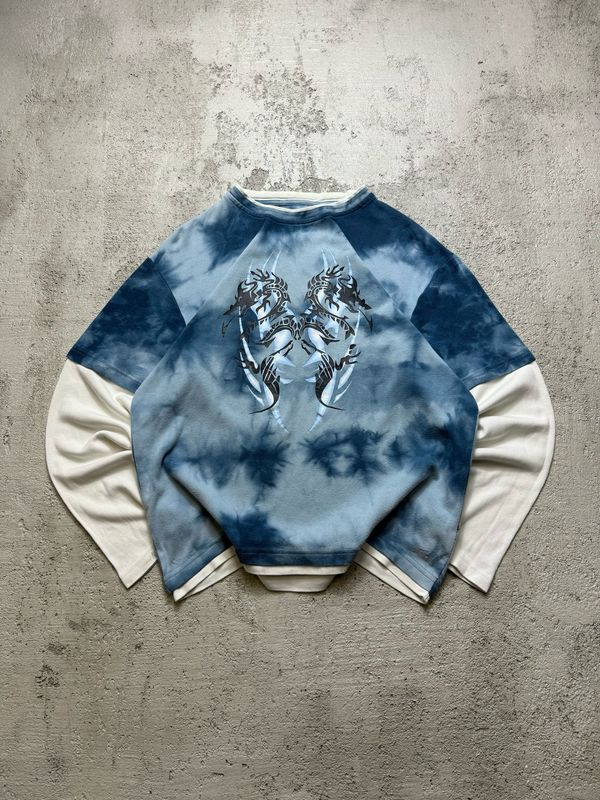 Bluza Dragons Layered Long Tiedye Blue M