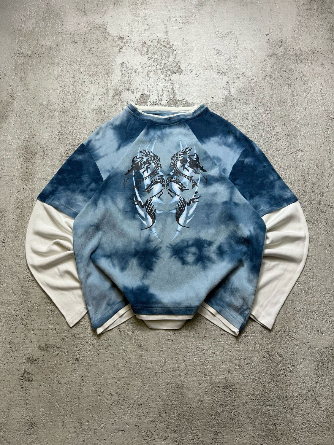 Bluza Dragons Layered Long Tiedye Blue M