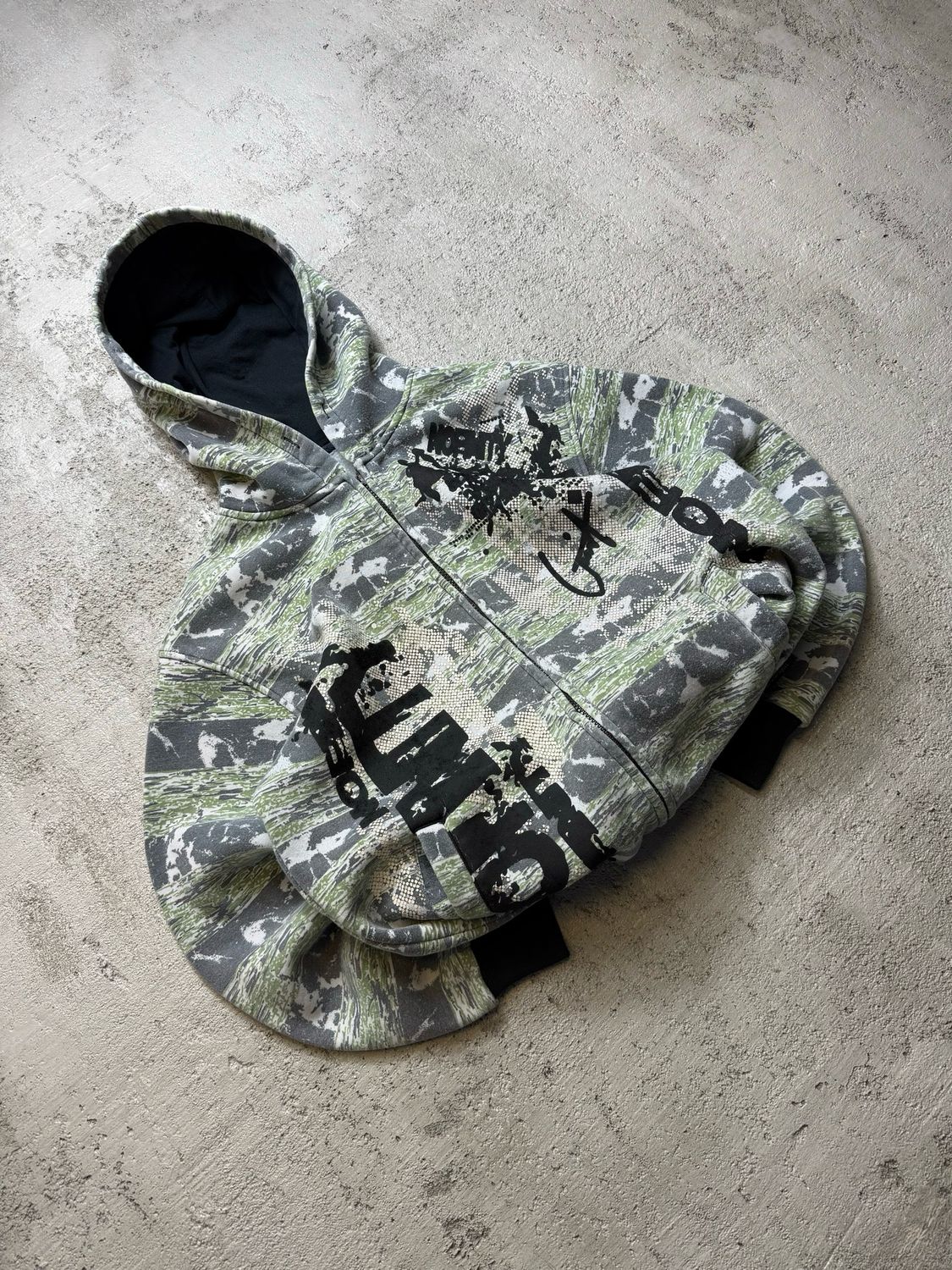 Bluza Noenty Camo Stripes Zip Hoodie Green S