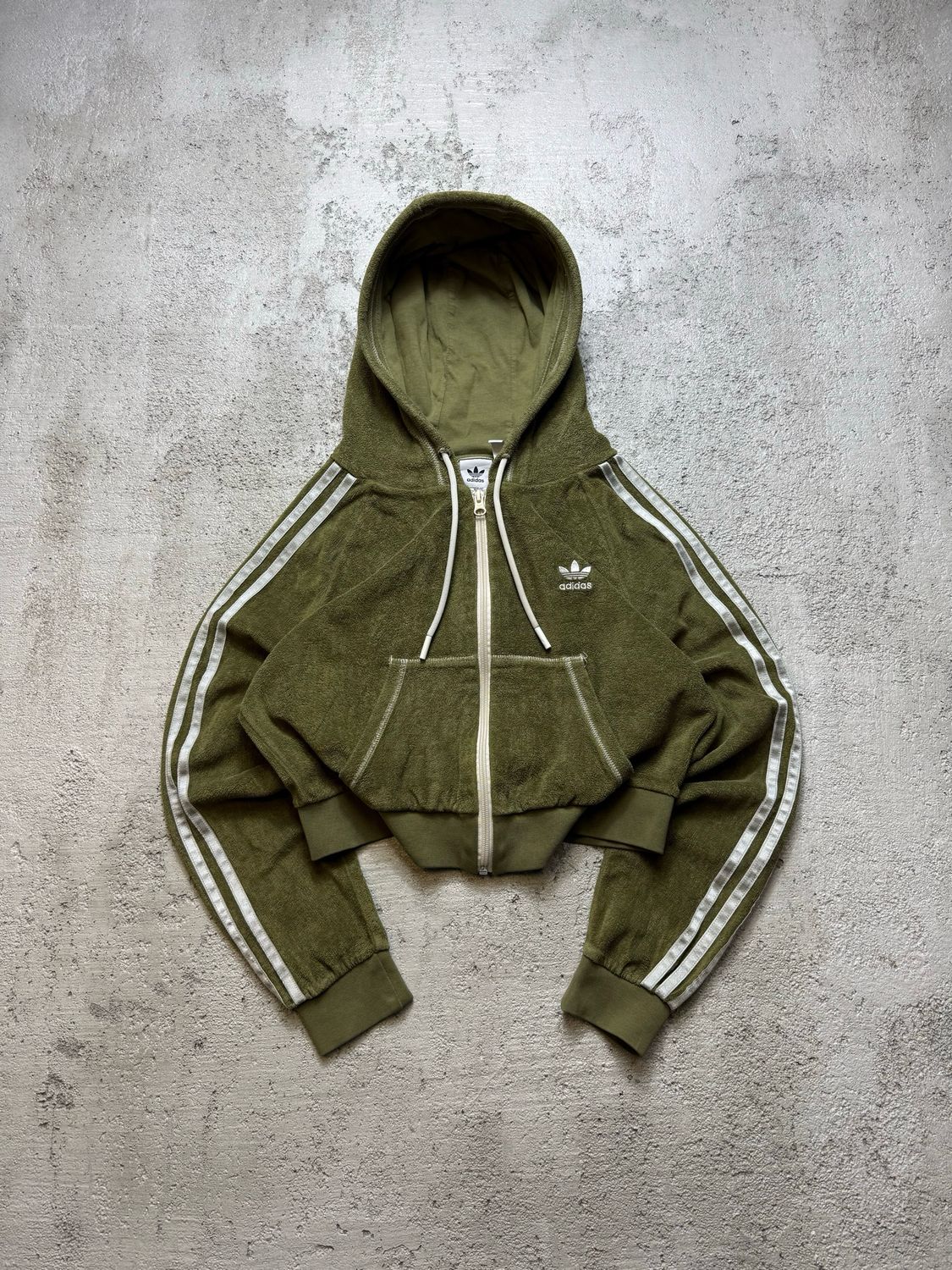 Bluza Adidas CropTop Khaki Frotte M