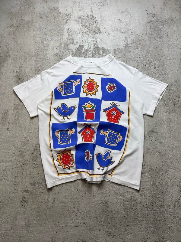 Koszulka Birds Bugs Watering Can Vintage Tshirt M