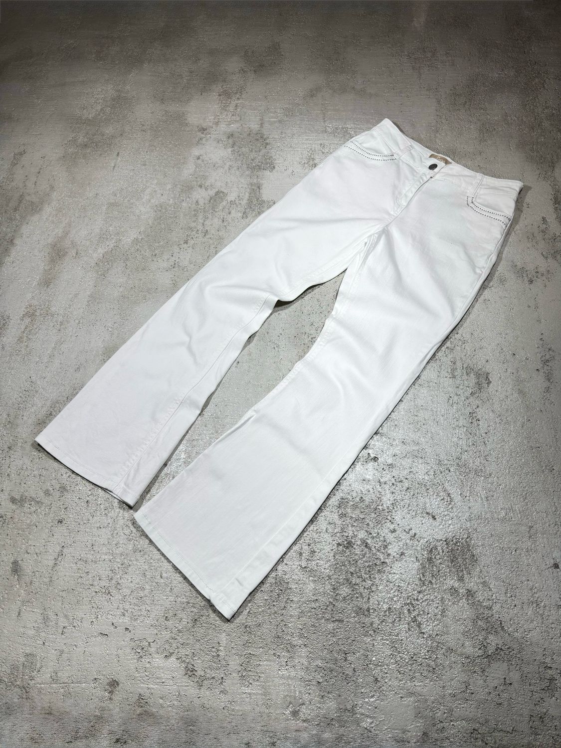Spodnie Flared White Silver/Pins Y2k 10
