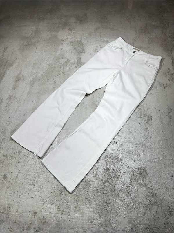 Spodnie Flared White Silver/Pins Y2k 10