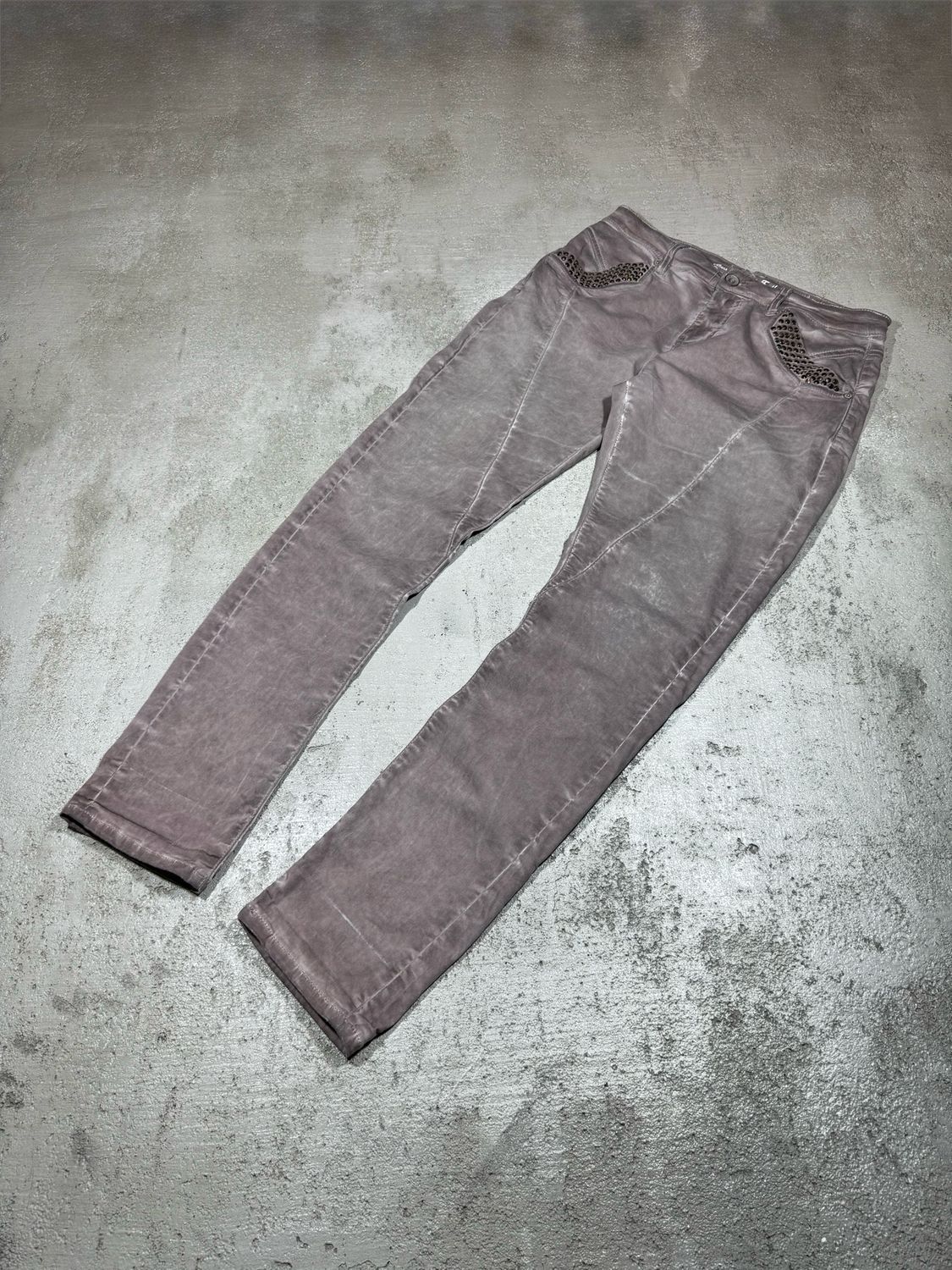 Spodnie Slim y2k Amor Trust Pins Gray-Violet