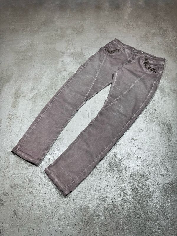 Spodnie Slim y2k Amor Trust Pins Gray-Violet