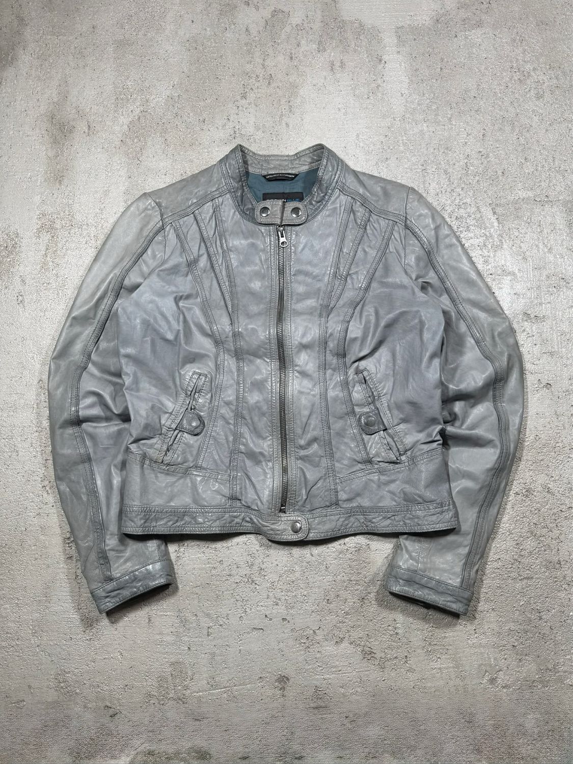 Kurtka Rockin Blue Leather Jacket S