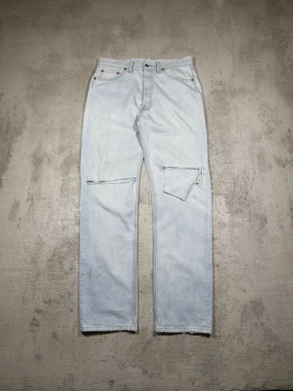 Spodnie Levis 501 Distressed Jeans Light-Blue 34/34