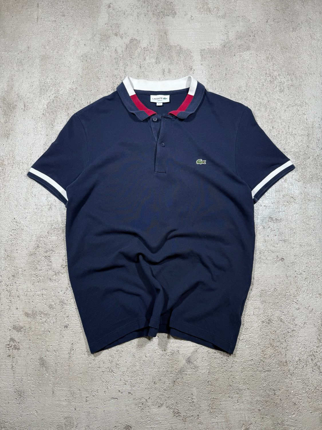 Koszulka Lacoste Slim Fit Striped Sleeves Polo Tee Navy S