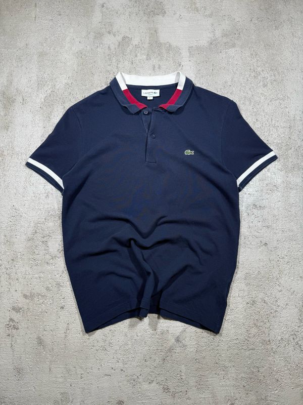 Koszulka Lacoste Slim Fit Striped Sleeves Polo Tee Navy S