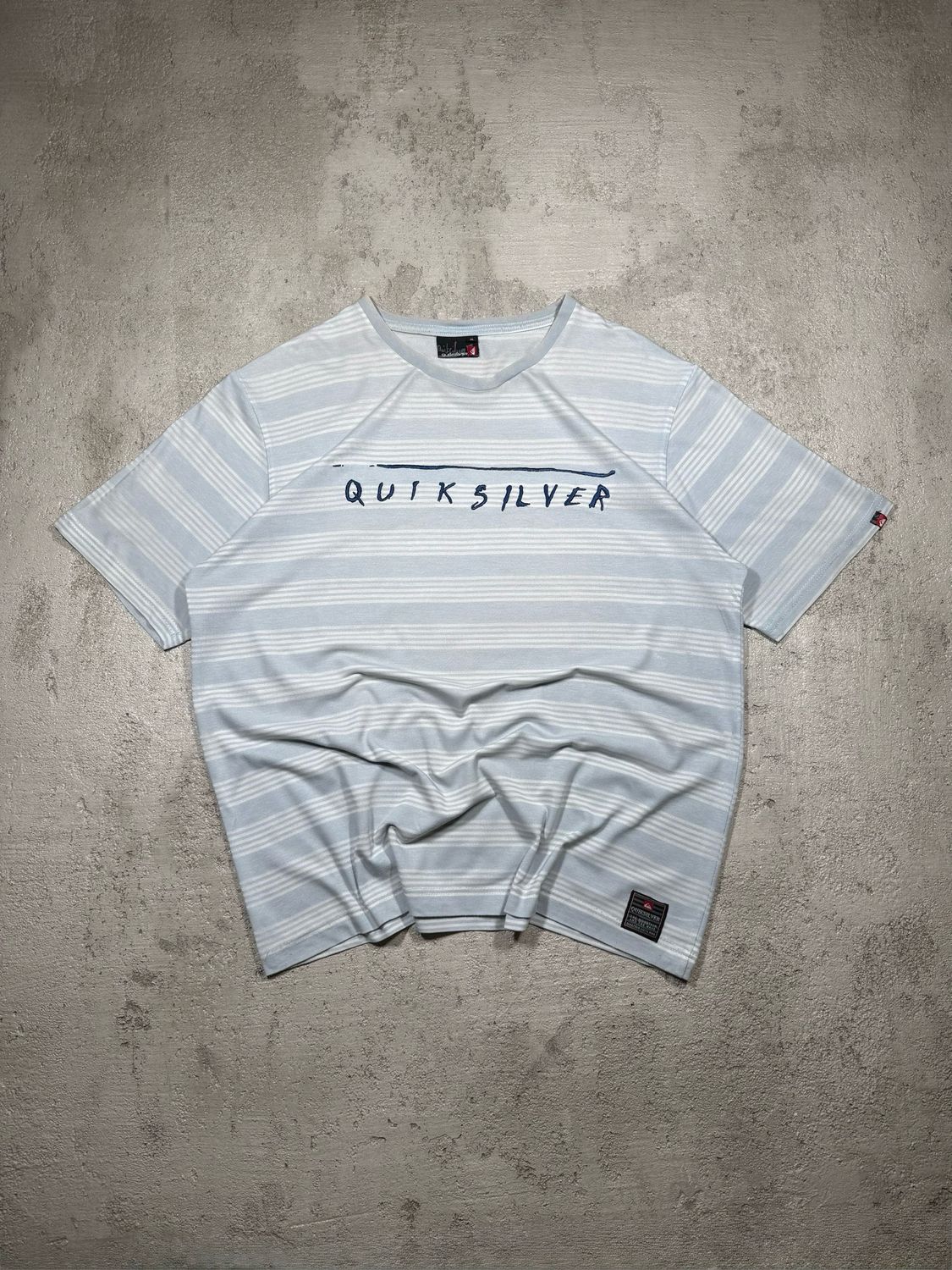 Koszulka Quiksilver Spellout Wh/Stripes Tee Light-Blue L