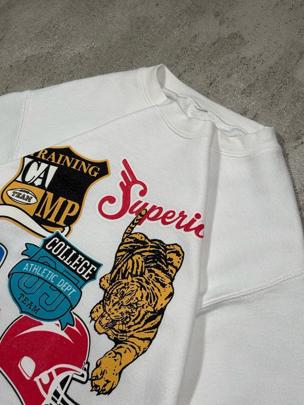 Bluza University American Football Theme Crewneck White M