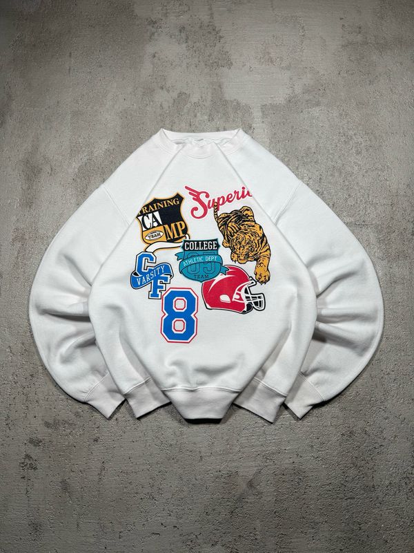 Bluza University American Football Theme Crewneck White M