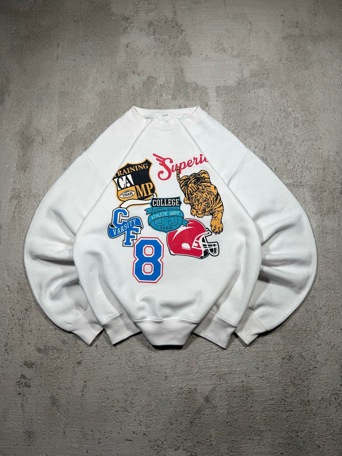 Bluza University American Football Theme Crewneck White M