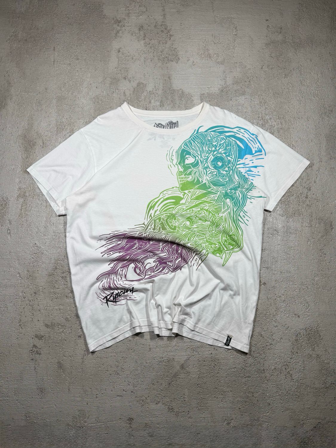 T-Shirt Rip Curl Haired Skull White M