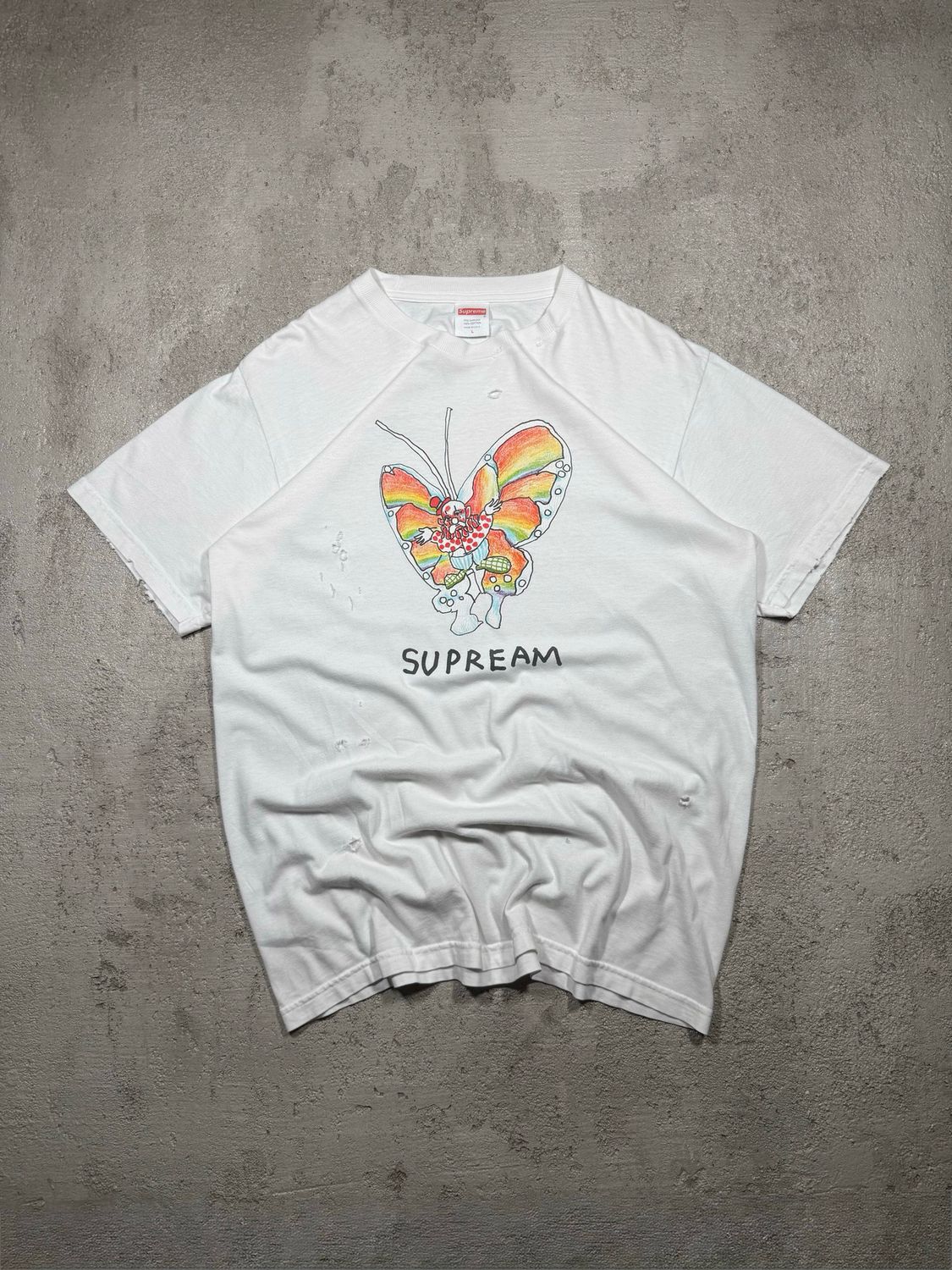 T-Shirt Supreme Gonz Butterfly Distressed White M