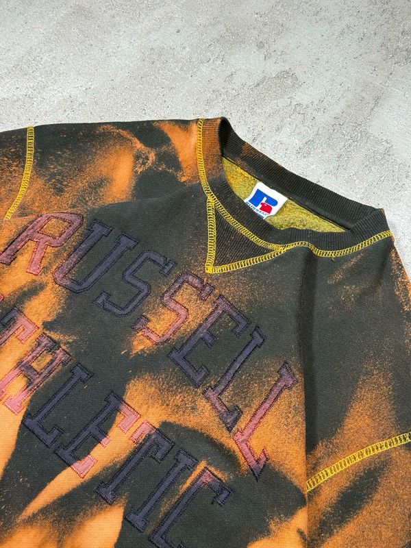 Crewneck Russell Athletic Yellow Sewn Spellout M
