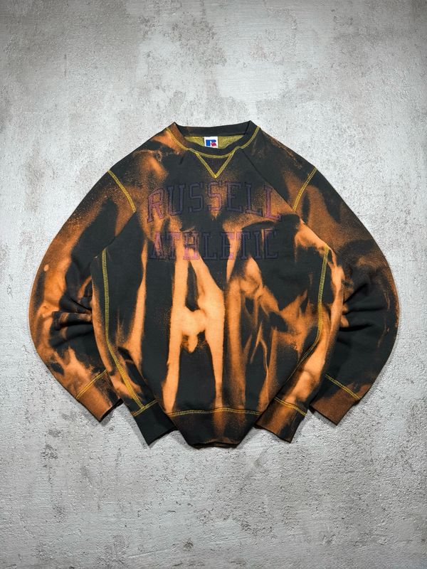 Crewneck Russell Athletic Yellow Sewn Spellout M
