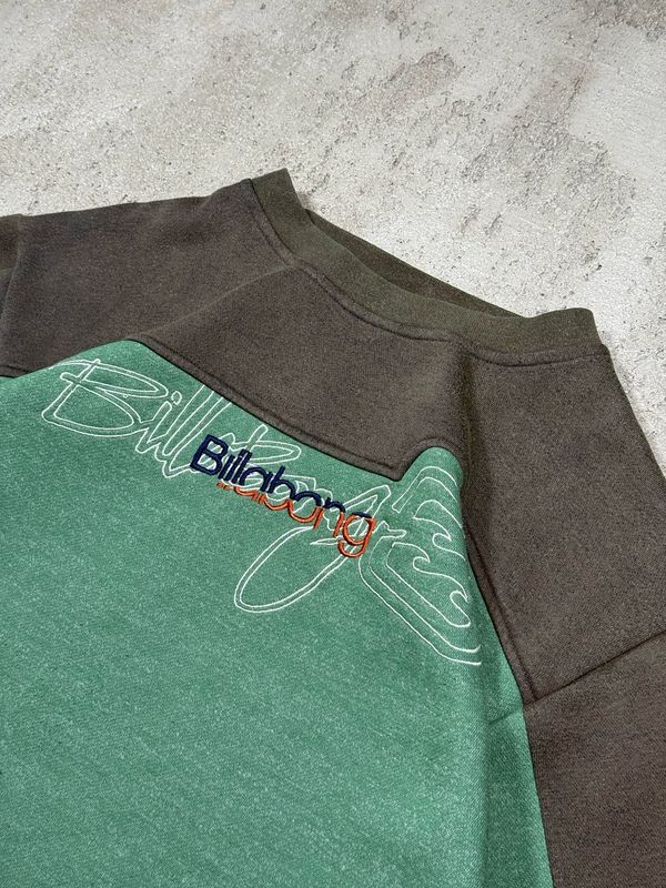Crewneck Billabong Green Washed Sewn Spellout M