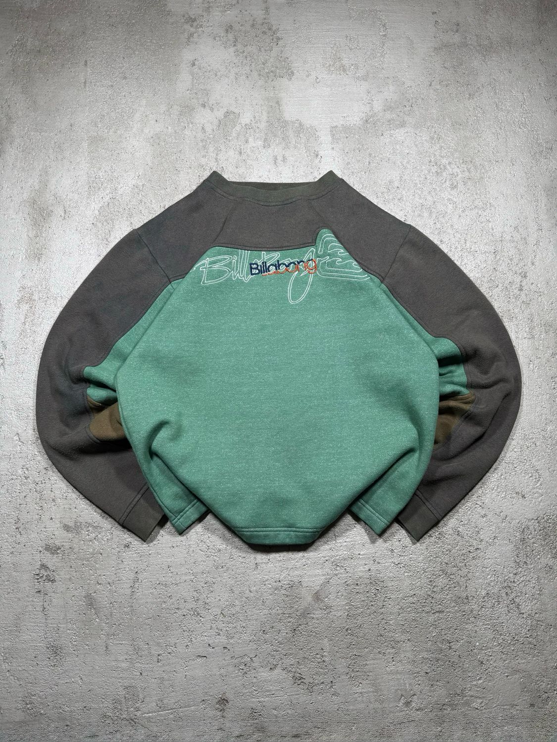 Crewneck Billabong Green Washed Sewn Spellout M
