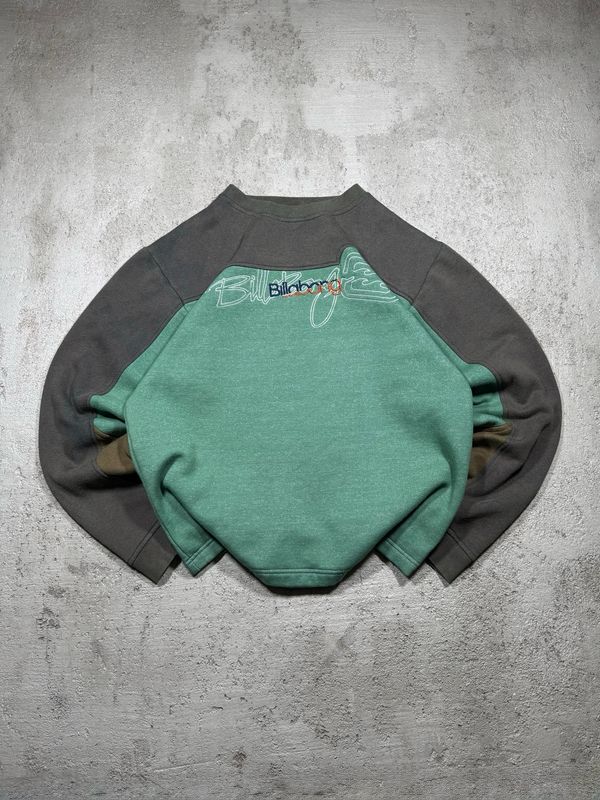 Crewneck Billabong Green Washed Sewn Spellout M