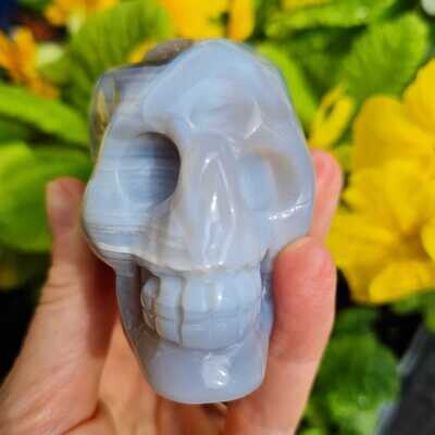 Lemurian Blue Lace Agate Geode Crystal Skull 3