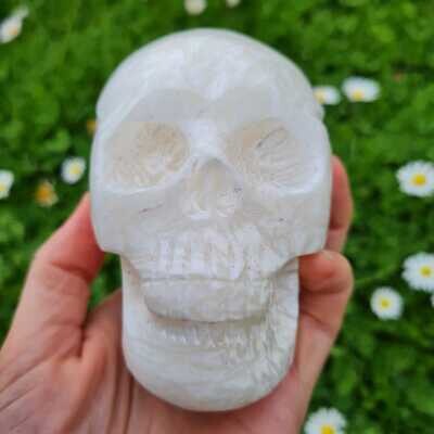 White Scolecite Crystal Skull 3.5