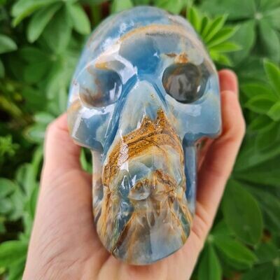 Blue Onyx Hand Carved Crystal Skull 4