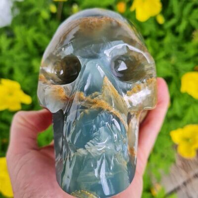 Rare Blue Onyx Hand Carved Crystal Skull 4