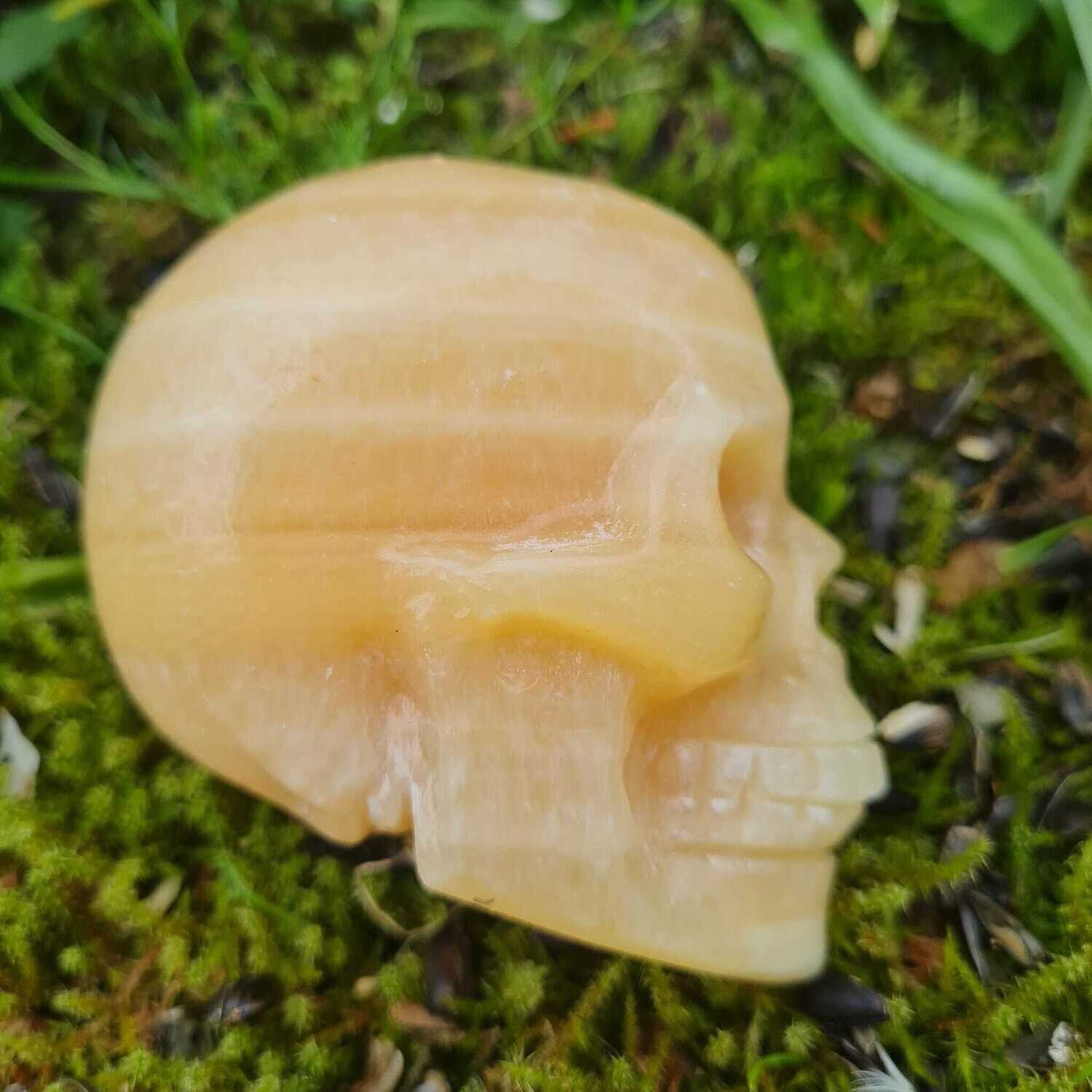 Orange Calcite Sun Vitality Crystal Skull 3&quot;