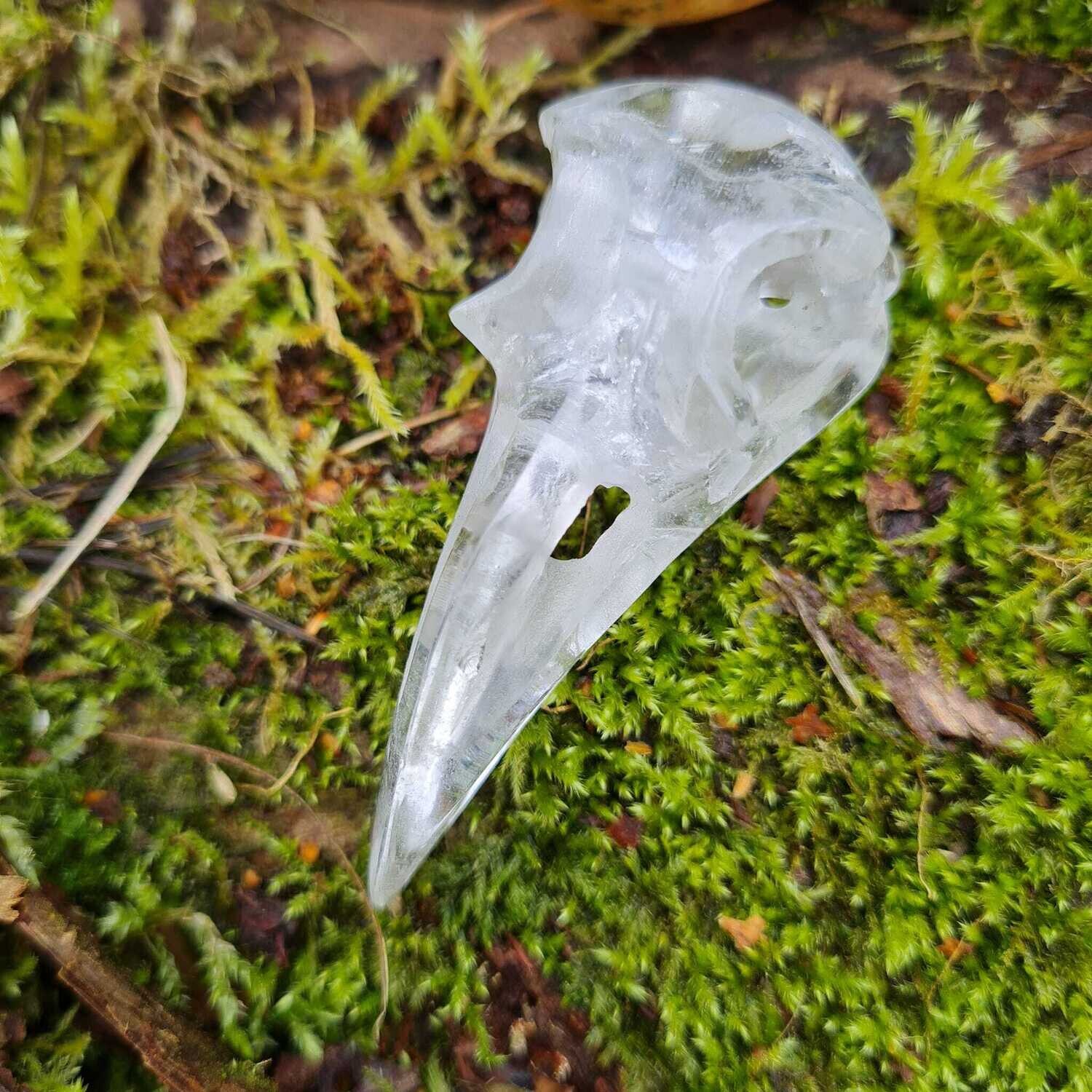 Clear Quartz Raven Crystal Skull 3"*