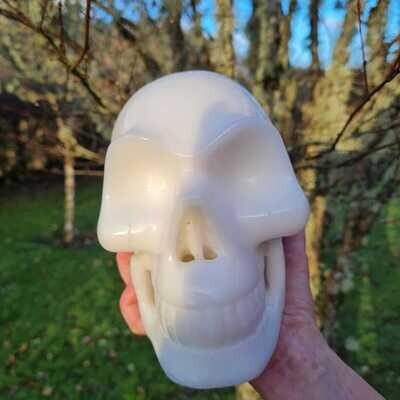 White Jade Crystal Skull 7"