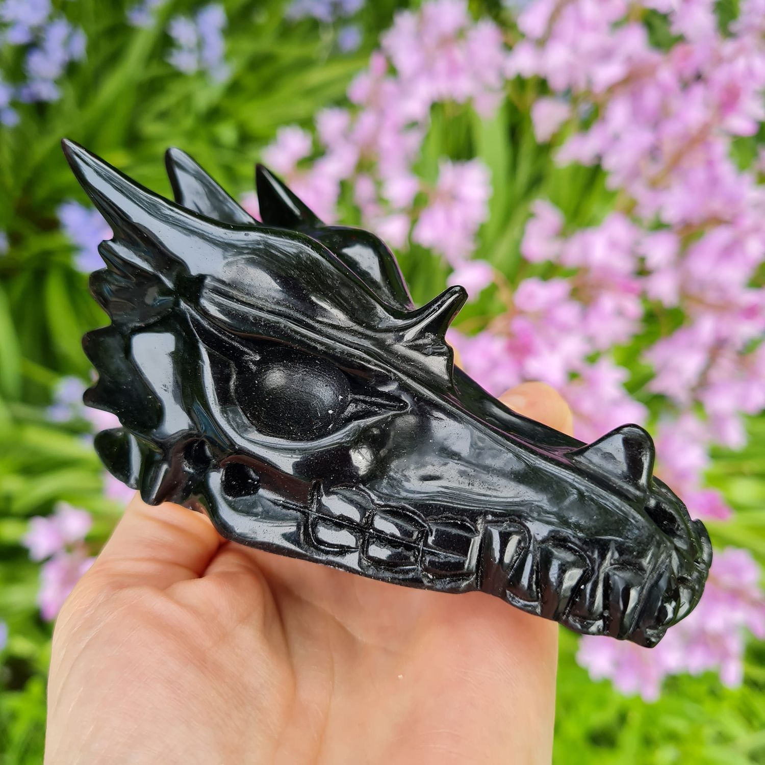 Black Obsidian Dragon Skull 4&quot;