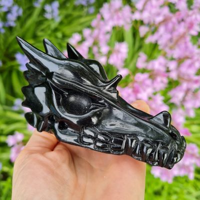Black Obsidian Dragon Skull 4&quot;