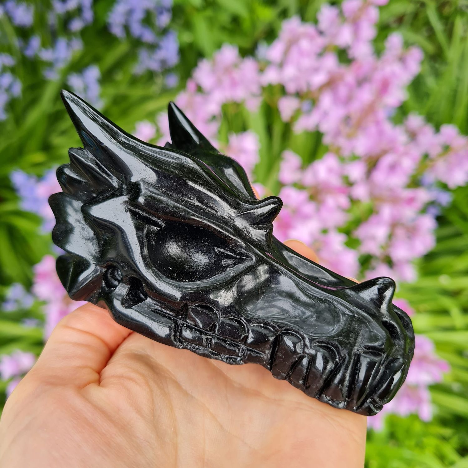 Black Obsidian Dragon Skull 4&quot;