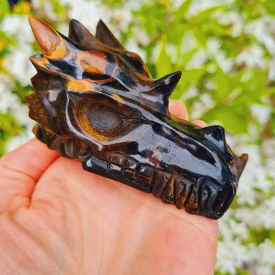 Tiger&#39;s Eye Dragon Skull 3&quot;*
