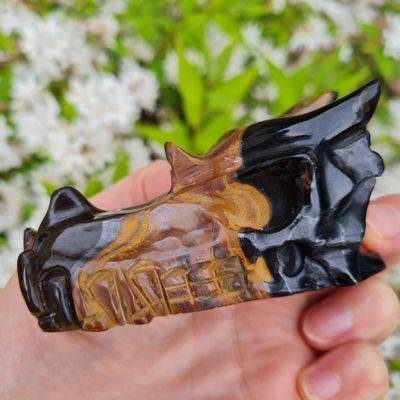 Tiger&#39;s Eye Dragon Skull 3&quot;*