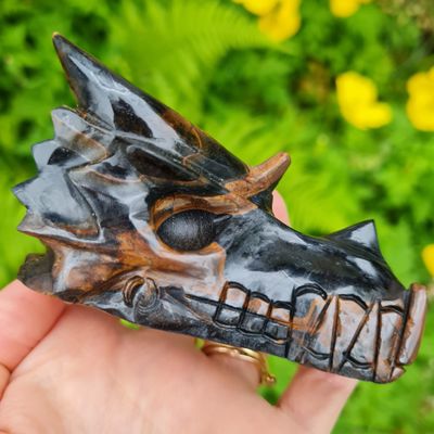 Tiger&#39;s Eye Dragon Skull 3&quot;*