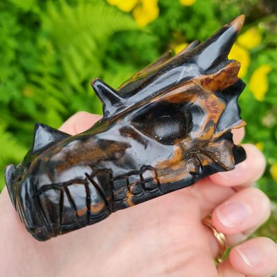 Tiger&#39;s Eye Dragon Skull 3&quot;*