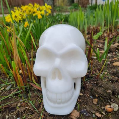 White Jade Crystal Skull 7&quot;