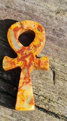 Crazy Lace Agate Crystal Ankh 2&quot;