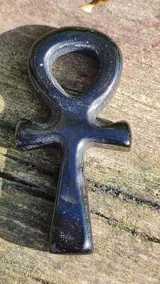 Black Obsidian Crystal Ankh 2&quot;