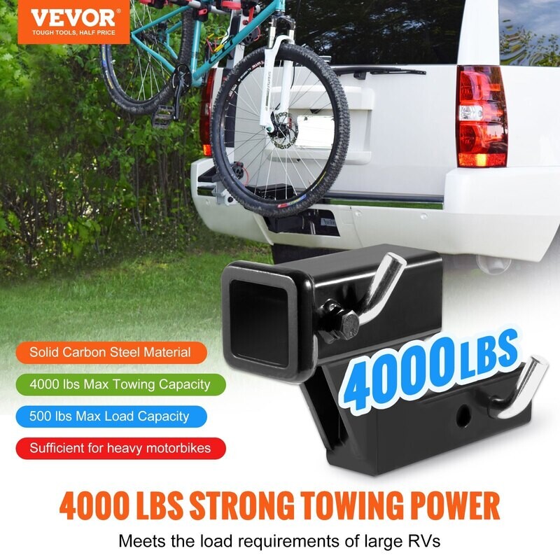 VEVOR Rehausseur d'attelage de remorque, pour récepteur de 2" avec montée/descente de 4", longueur d'extension de 5-1/4" et 6-3/4", capacité de 4000lbs VEVOR Rehausseur d'attelage de remorque, pour récepteur de 2" avec montée/descente de 4", longueur d'extension de 5-1/4" et 6-3/4", capacité de 4000lbs