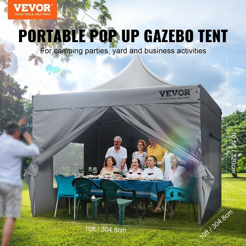 VEVOR 10x10FT Auvent escamotable avec parois latérales amovibles, tonnelle portable et sac à roulettes, résistant aux UV, étanche, tente fermée pour événements en plein air, terrasse, arrière-cour VEVOR 10x10FT Auvent escamotable avec parois latérales amovibles, tonnelle portable et sac à roulettes, résistant aux UV, étanche, tente fermée pour événements en plein air, terrasse, arrière-cour